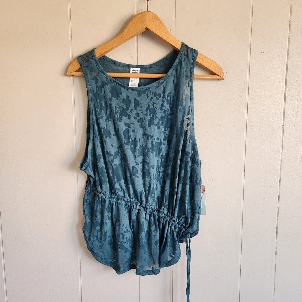 3/$15 JoyLab nwt burnout tank top asymmetric cinched drawstring ruching green M